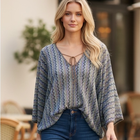 Sanctuary Sweaters - Sanctuary Brand Multicolor Light Weight Sweater with Dolman Sleeves